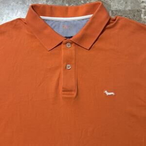 Harmont & Blaine Polo Shirt Mens Large Orange Regular Fit Pique Mesh Lightweight